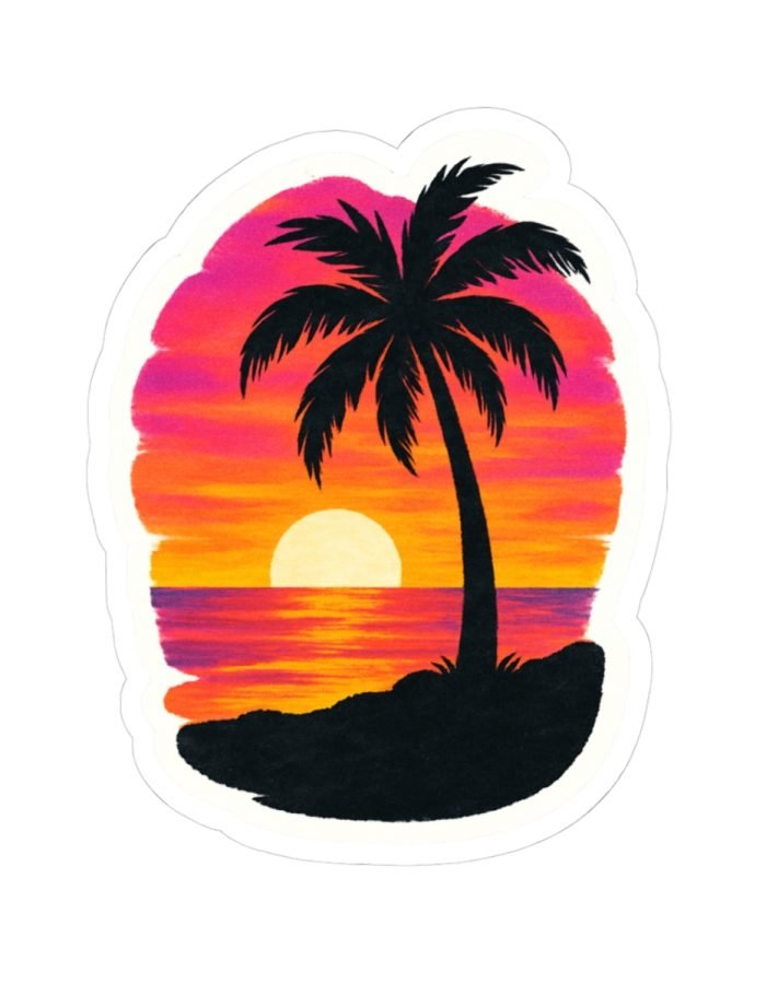 Sunset Palm Tree Sticker